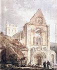 Thomas Girtin Canvas Paintings - The West Front of Jedburgh Abbey, Scotland